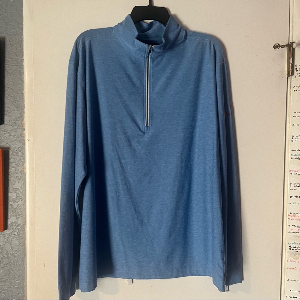 Men's Light Blue Long-Sleeve Quarter Zip Performance Top
